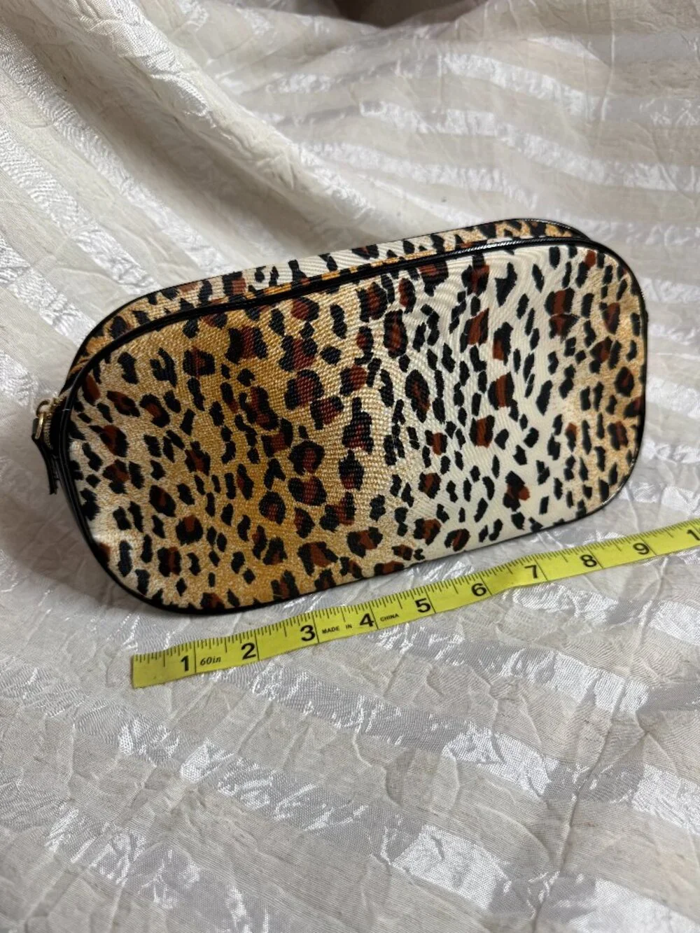 Lancome Leopard Print Cosmetic Bag Makeup Pouch Zip Travel Case